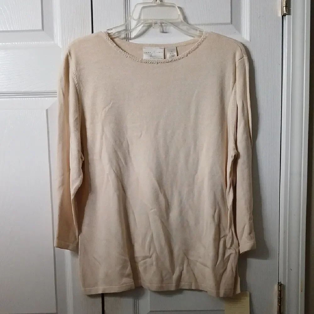 Emma James ivory silk and cashmere blend lightweight sweater Sz XL NWT